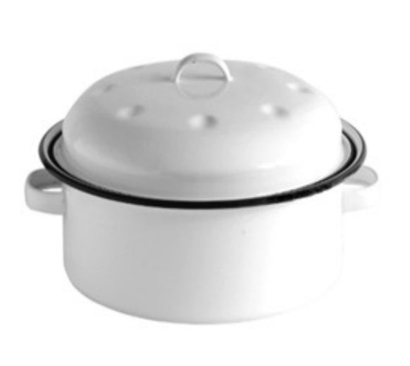 Crow Canyon V86BLA Junior Stock Pot, 2.5 Quart, White With Black Rim