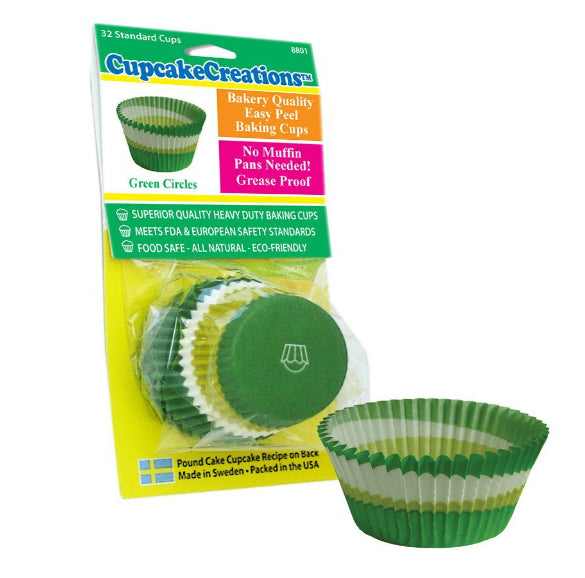 Cupcake Creations 8801 Standard Cupcake Baking Cups, Green, 32 Count