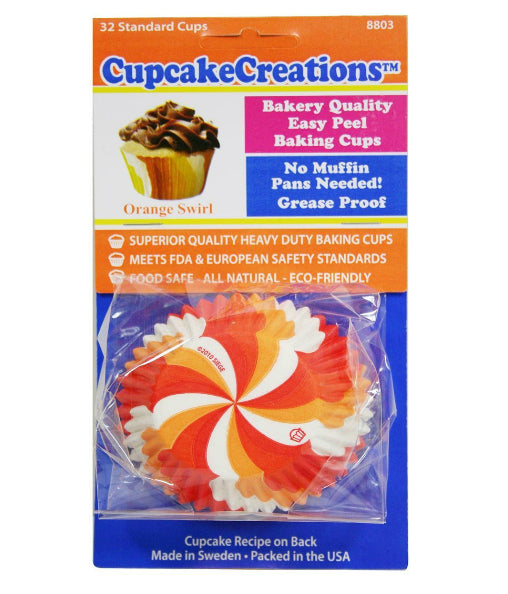 Cupcake Creations 8803 Standard Cupcake Baking Cups, Orange, 32 Count
