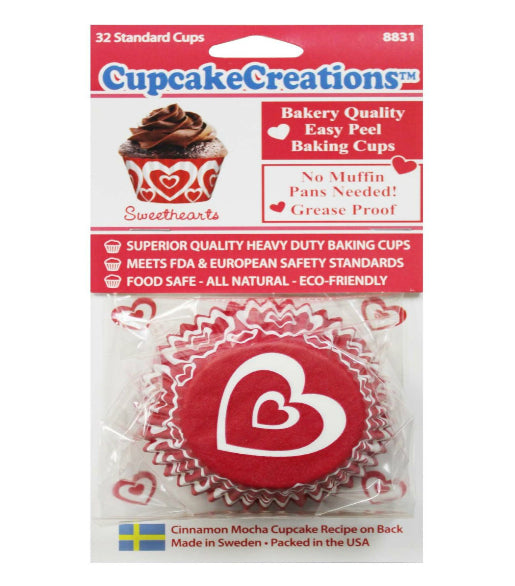 Cupcake Creations 8896 Standard Cupcake Baking Cups, Sweetheart, 32 Count