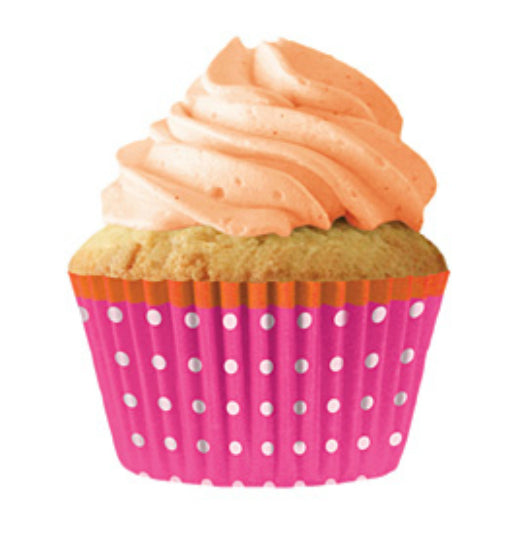 Cupcake Creations 8899 Standard Pink Dot with Orange Trim Baking Cups, 32 Count