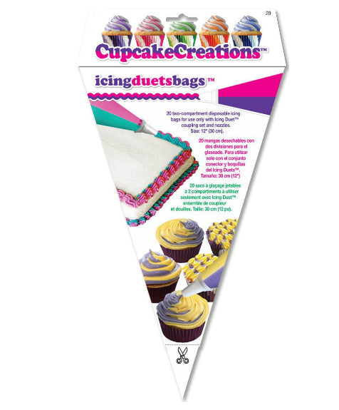 Cupcake Creations 8892 Disposable Duet Icing Bags, 12"