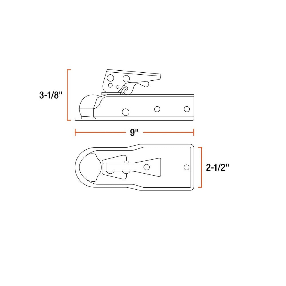 Curt 25105 Straight-Tongue Coupler, Silver, Steel