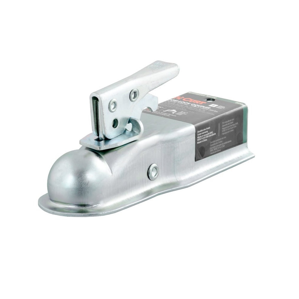 Curt 25105 Straight-Tongue Coupler, Silver, Steel