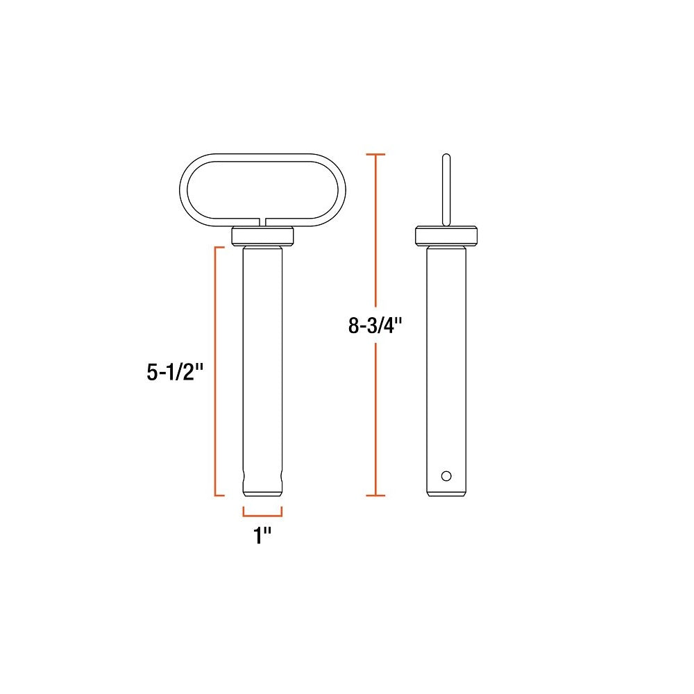 Curt 45803 Clevis Pin with Handle and Clip, Steel, Powder-Coated