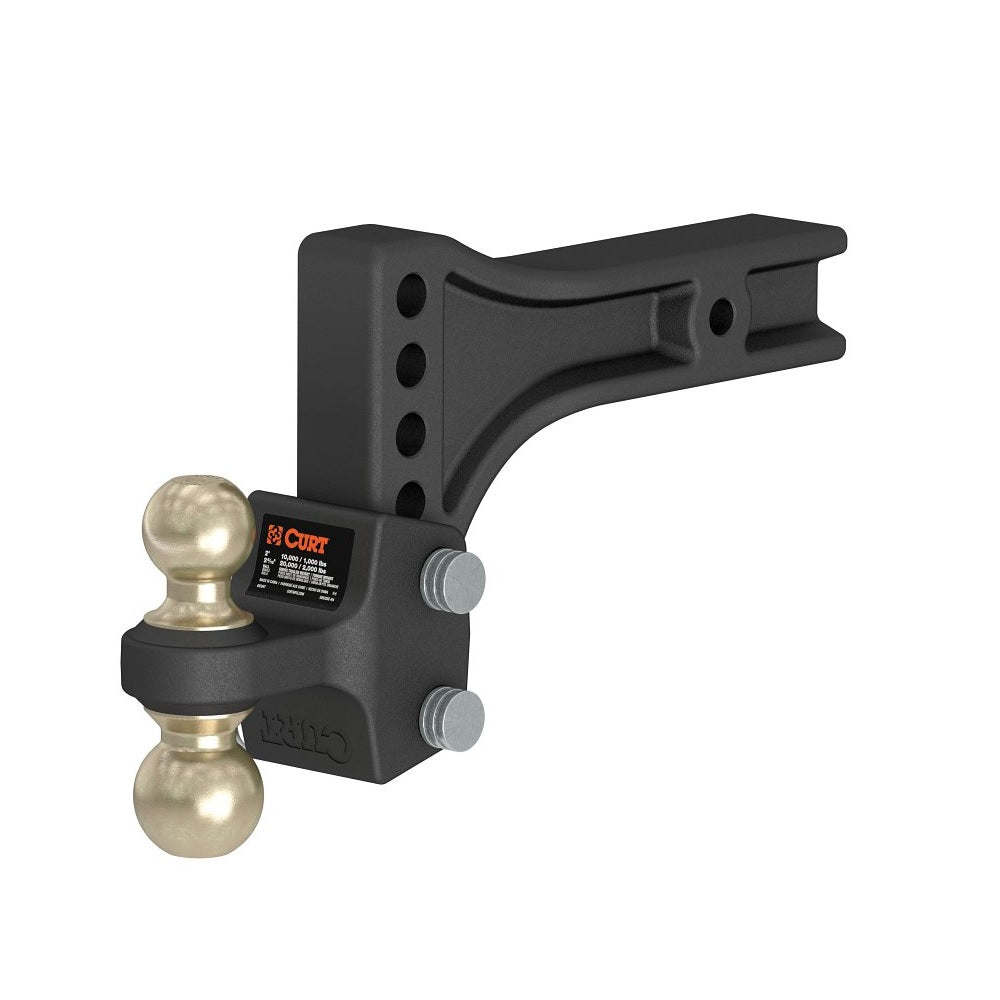 Curt 45937 Adjustable Trailer Hitch Dual-Ball Mount, Carbon Steel, Powder-Coated