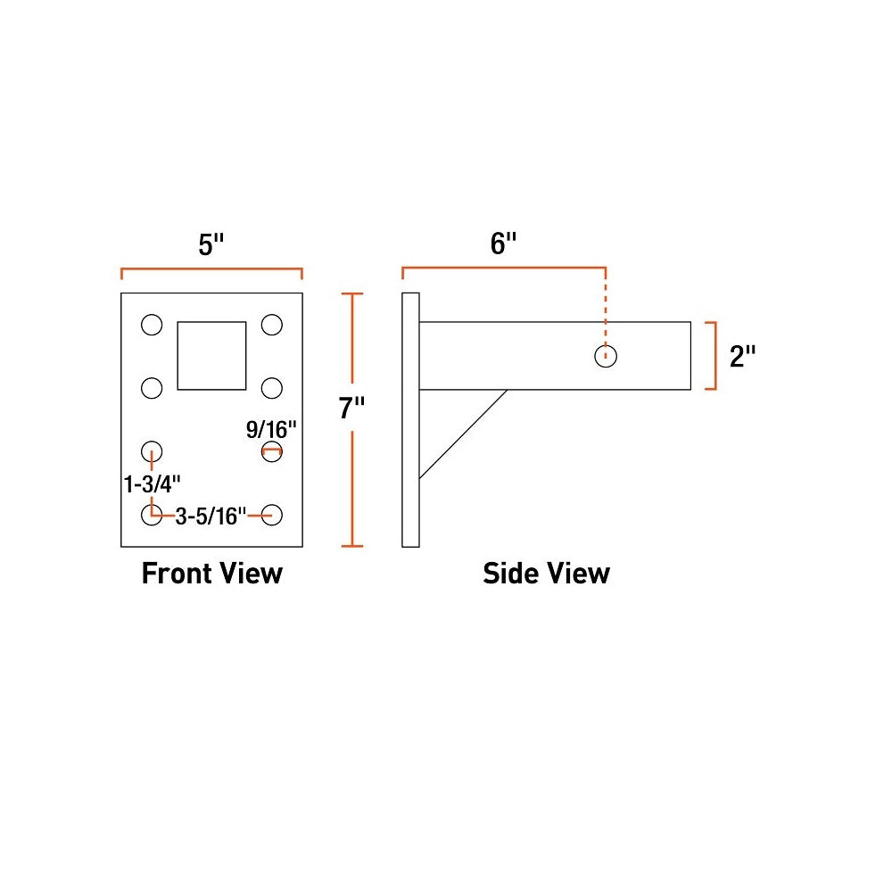 Curt 48323 Pintle Mounting Plate, Black, Steel