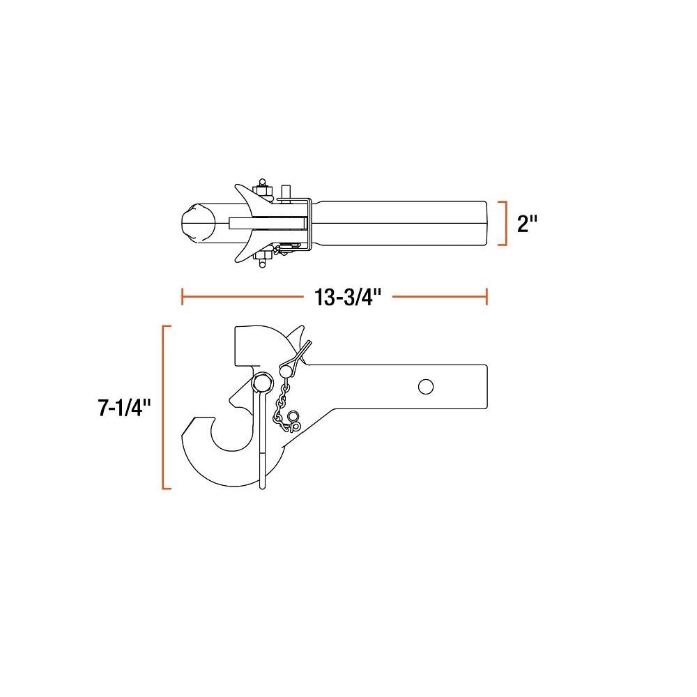 Curt 48405 SecureLatch Receiver-Mount Pintle Hook, Carbon Steel, Powder-Coated