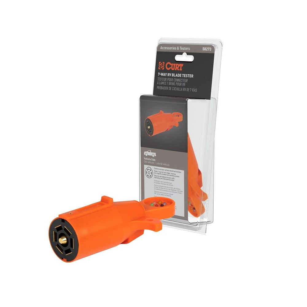 Curt 58273 7-Way RV Blade Connector Tester, Orange, Plastic