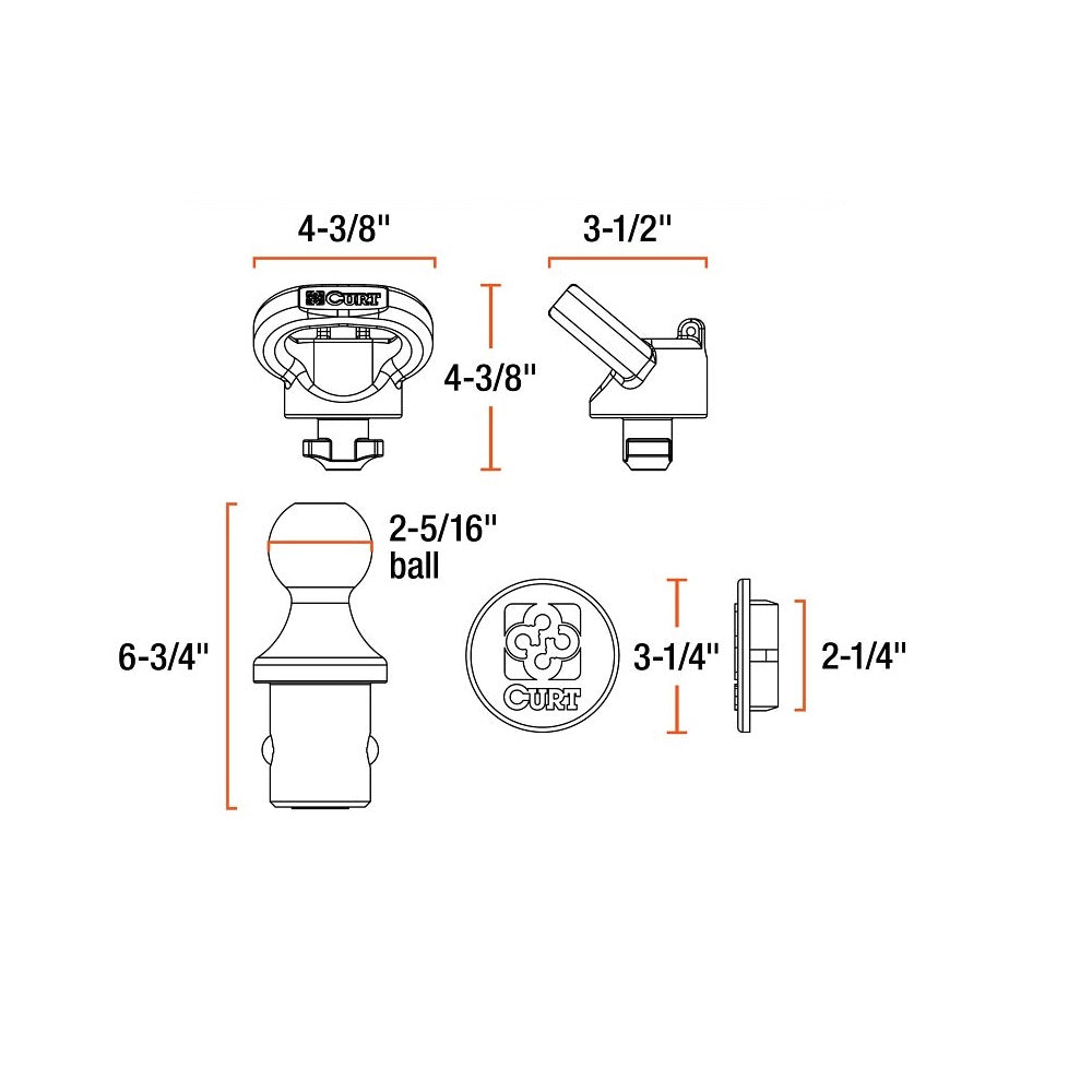 Curt 60618 Gooseneck Kit, Steel