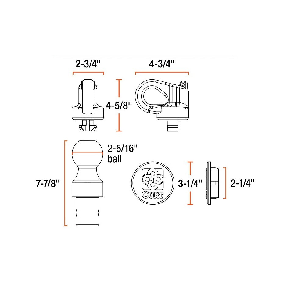 Curt 60692 Gooseneck Kit, Chrome, Steel