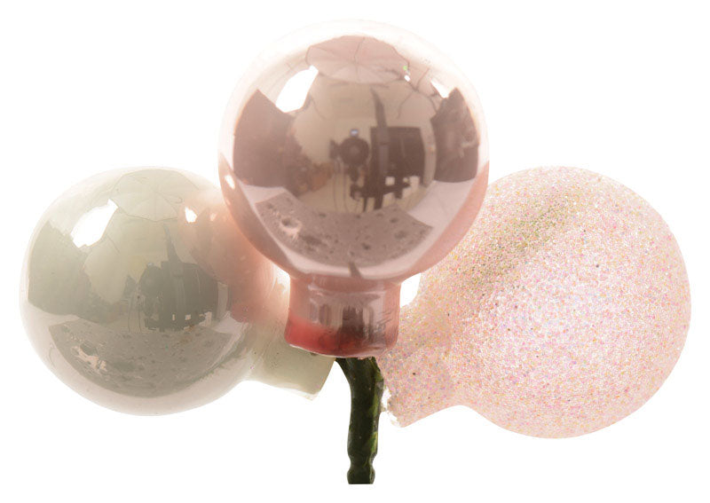Decoris 715028 Glass Parisian Chic Ornament Pick, Pink