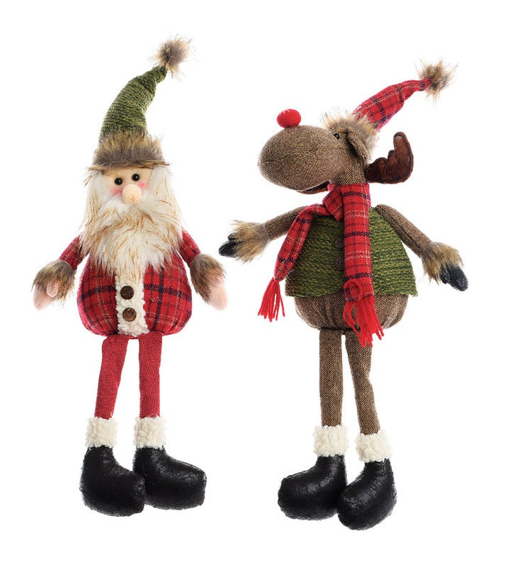 Decoris 955782 Christmas Decoration Fabric Santa & Reindeer, Red/Green