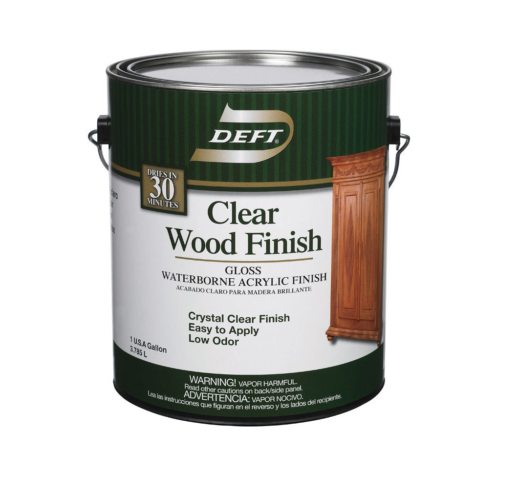 DEFT DFT107/01 Clear Wood Finish Gloss Waterborne Acrylic Finish, 1 Gallon