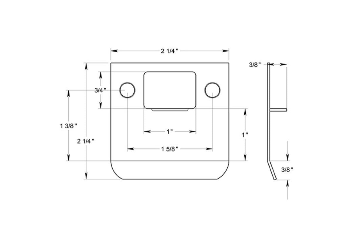 Deltana SPE225U3 Extended Lip Strike Plate, Bright Brass, 2-1/4"