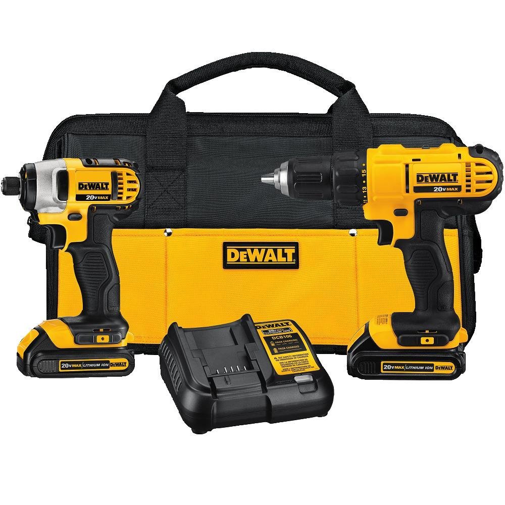 DeWalt DCK240C2 Lithium Ion Compact Driver and Impact Driver Combo Kit, 20 Volts