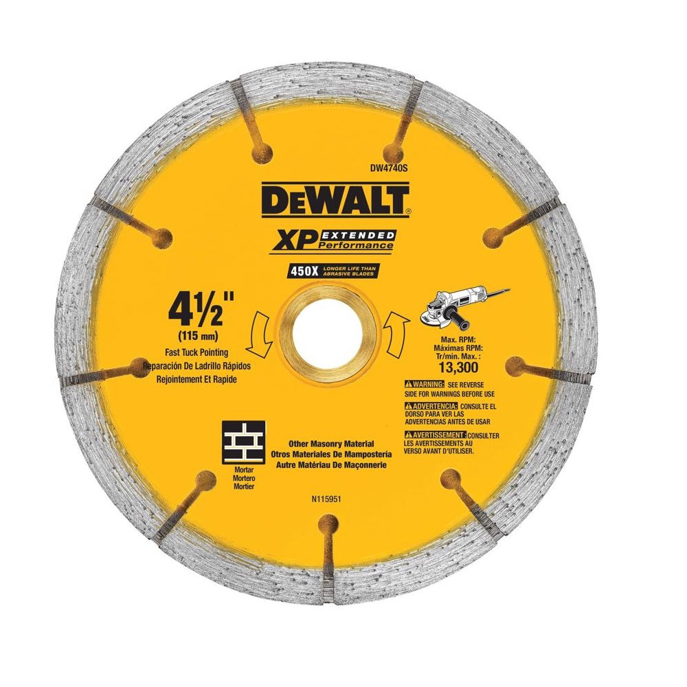 DeWalt DW4740S Segmented Tuckpointing Blade, 4-1/2 Inch x 5/8 Inch