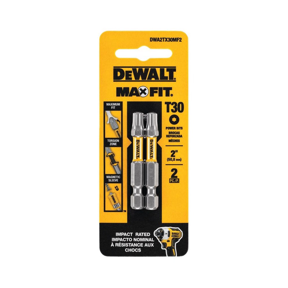 DeWalt DWA2TX30MF2 Max Fit Torx Screwdriver Bit Set, #30 x 2 Inch