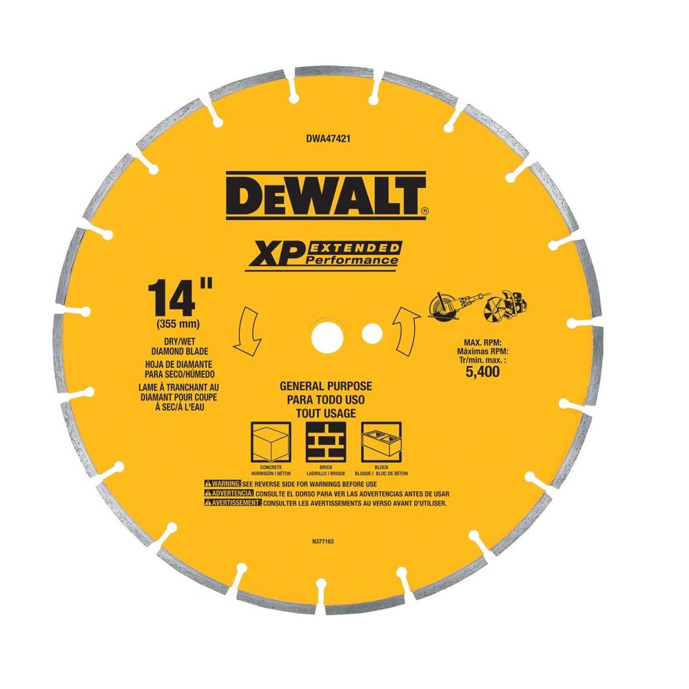 DeWalt DWA47421 XP Segmented Rim Circular Saw Blade, 14 Inch