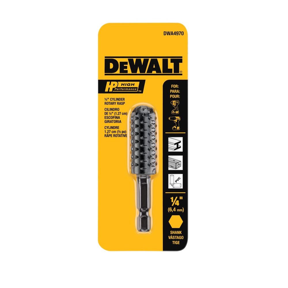 DeWalt DWA4970 HP Cylinder Rotary Rasp, 1/2 Inch