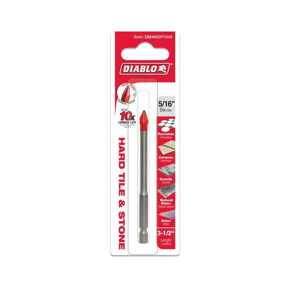Diablo DMANSP1040 Tile & Stone Carbide Tipped Drill Bit, 5/16 Inch