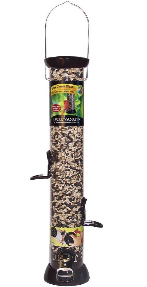 Droll Yankees CC18S Onyx Clever Clean Sunflower/Mixed Seed Feeder, 18"