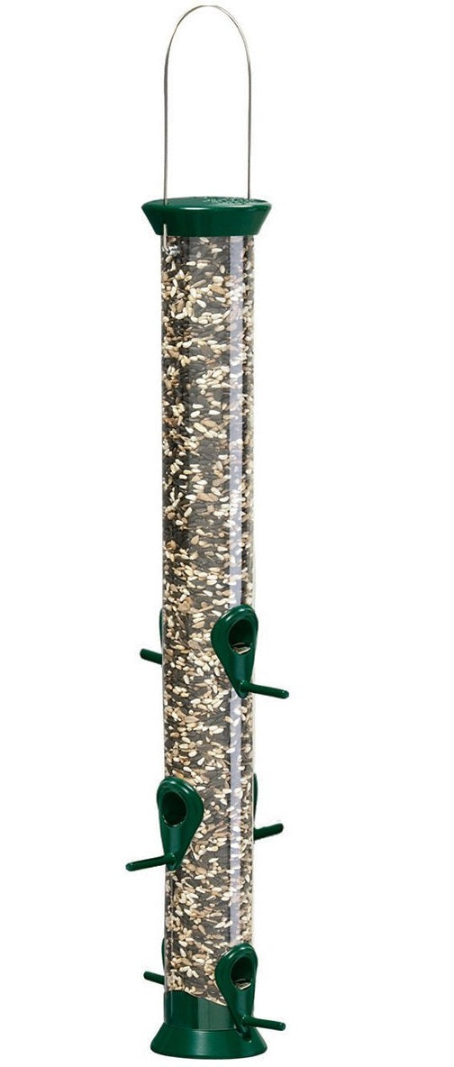 Droll Yankees CJM23G New Generation Sunflower/Mixed Seed Tube Feeder, Forest Green