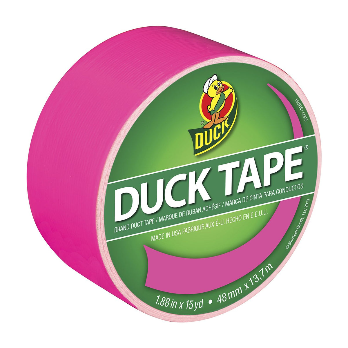 Duck 1265016 Duct Tape, Pink, 1.88" W x 15 Yd