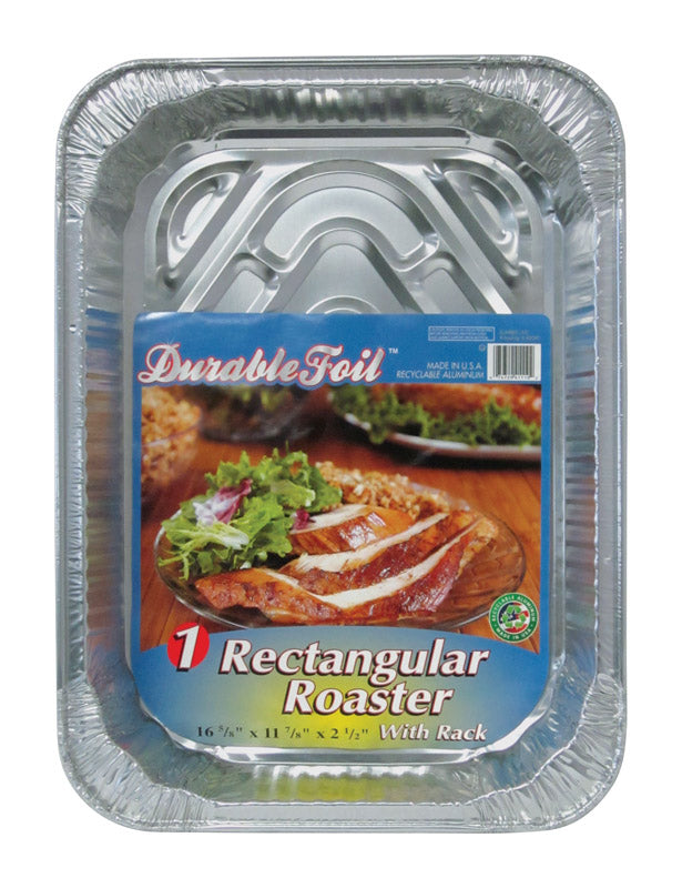 Durable Foil D41110 Roasting Rack and Pan, Silver, 16-5/8" x 11-7/8"