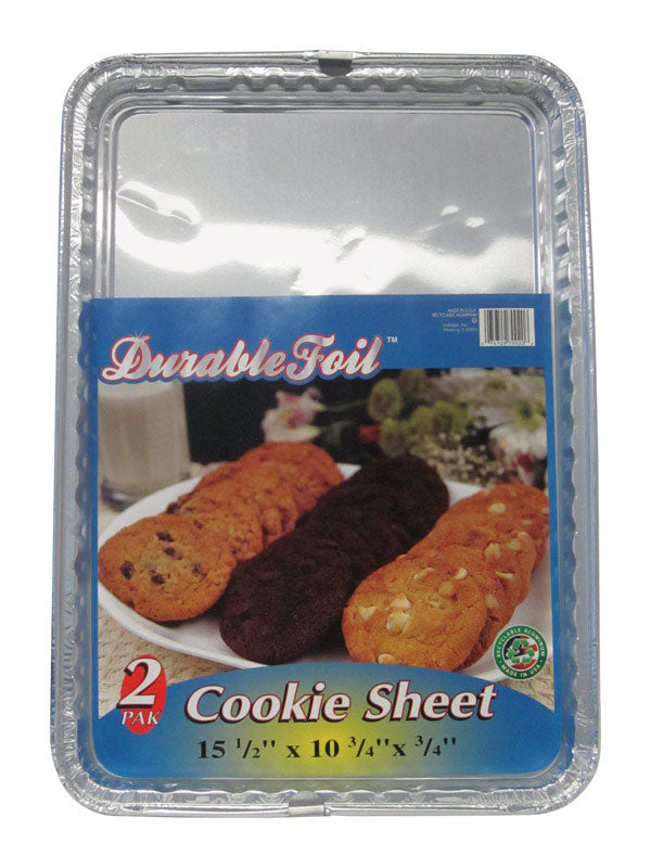 Durable Foil D70020 Cookie Sheet, Silver, 15-1/2" x 10-3/4", 2 Pack