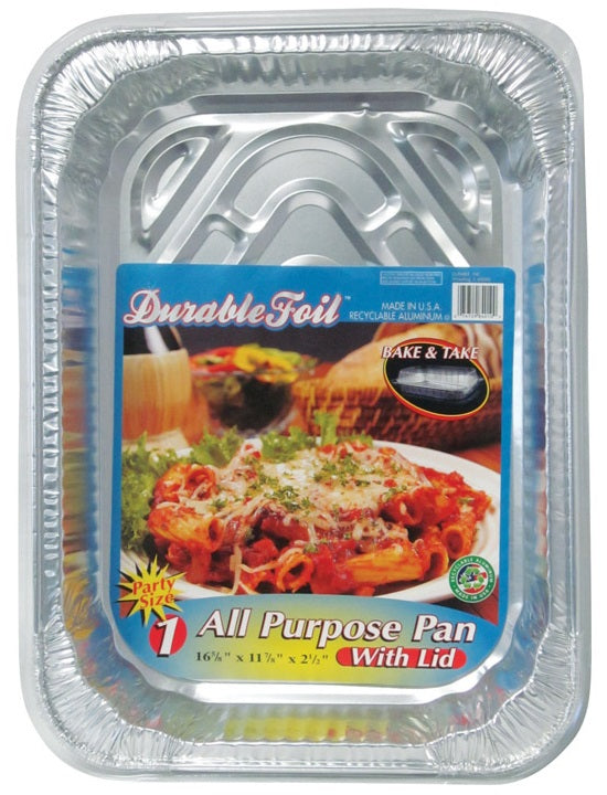 Durable Foil D84010 All-Purpose Pan With Lid, 16.62" x 11.87" x 2-1/2"