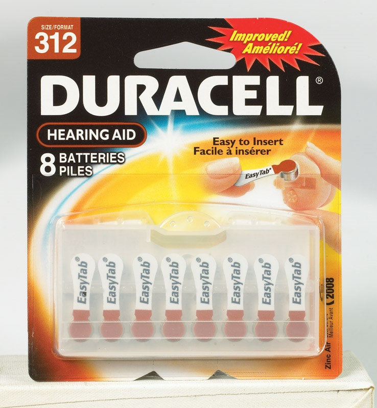 Duracell DA312B8ZM09 Hearing Aid Battery, 1.4 volts