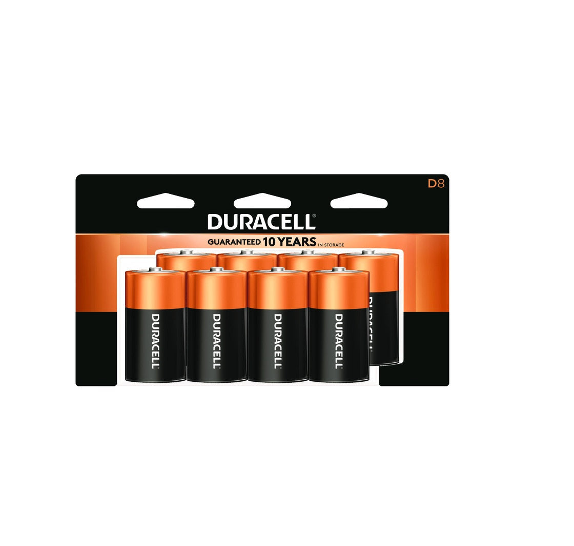 Duracell MN13R8DWZ0017 Alkaline Batteries, D Size, 8 Piece/Pk