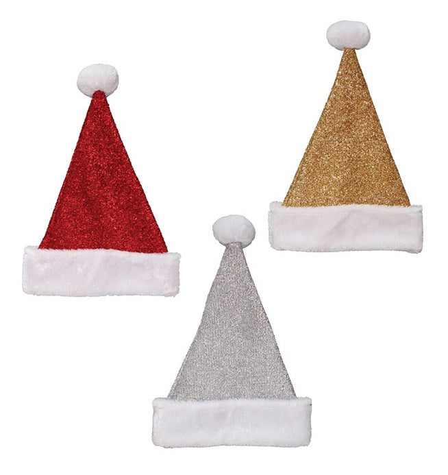 Dyno 0408989AC Tinsel Knit Santa Hat With Cuff, 17"