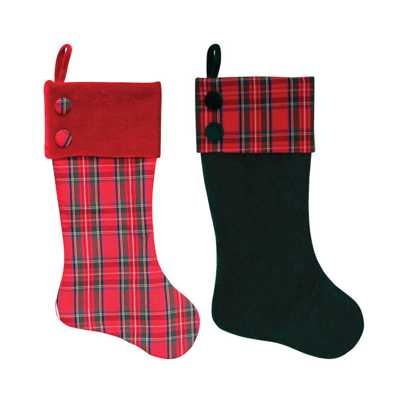 Dyno 1217915AC Plaid Christmas Stocking, Velvet, 21"