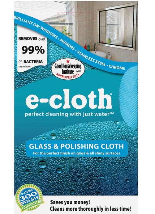E-Cloth 10603 Glass and Polish Cleaning Cloth, 20" x 16", Blue