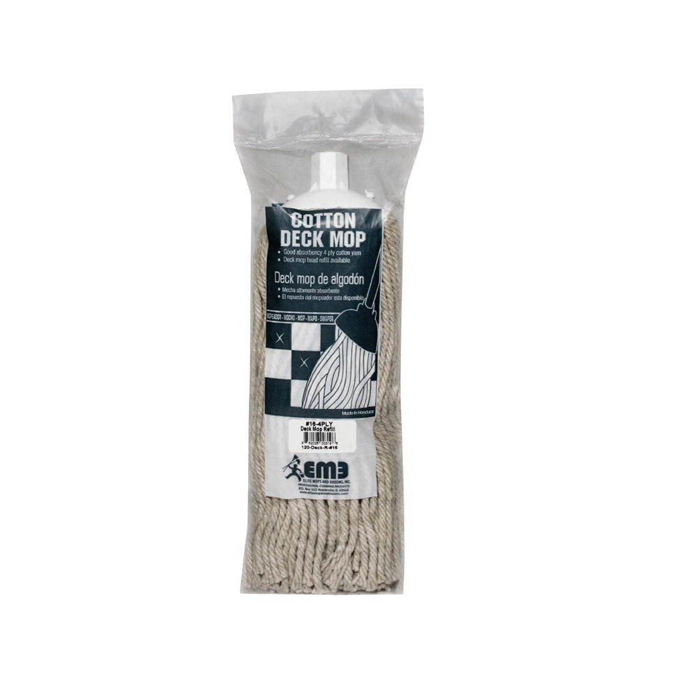 Elite 120-DECK-R-#16 Deck Mop Refill, Cotton, White