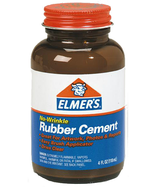 Elmers E-904 No Wrinkle Rubber Cement, 4 Oz.