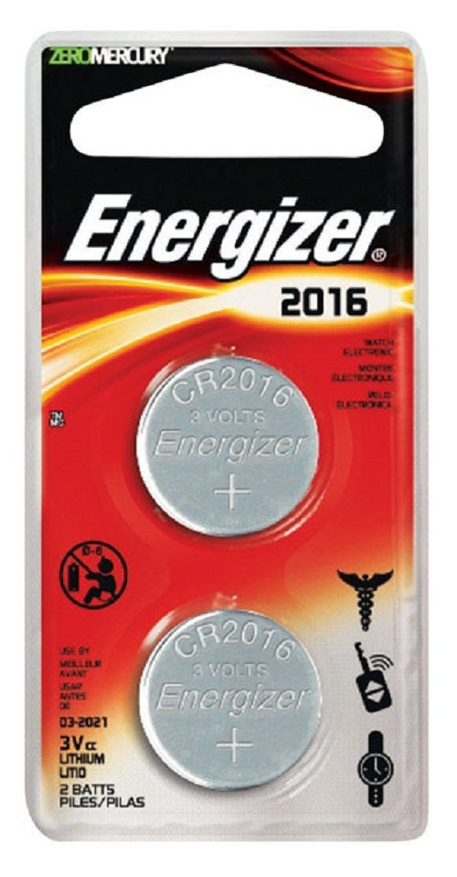 Energizer 2016BP-2N  Lithium Coin Watch/Electronic Battery, 3 V
