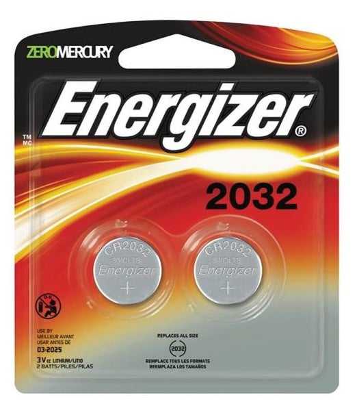 Energizer 2032BP-2 Coin Cell Battery, 3 Volt
