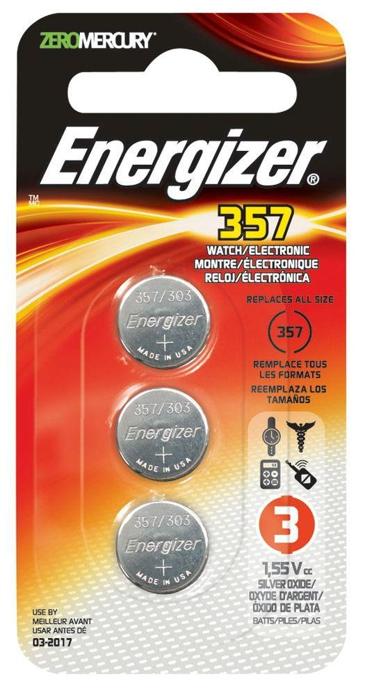 Energizer 357BPZ-3N Watch/Electronic Battery, 357, 1.55 volts, 3 Battery