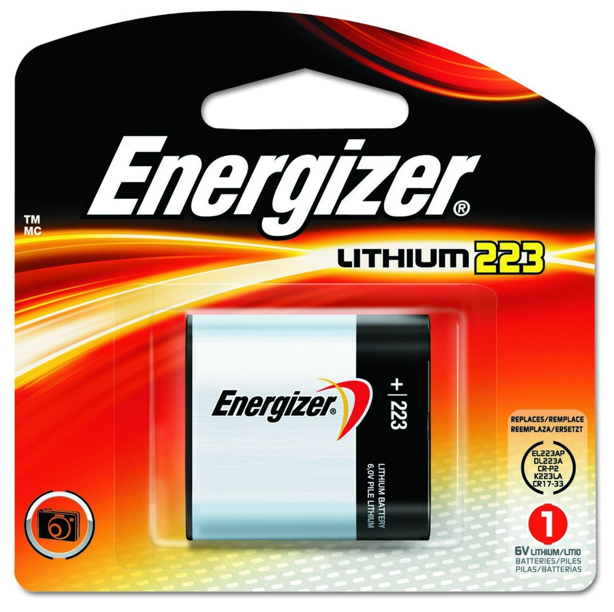Energizer EL223APBP Lithium Camera Battery, 6 Volt, 1500 mAh