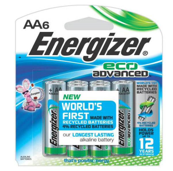 Energizer XR91BP-6 EcoAdvanced AA Alkaline Batteries, Pack of 6