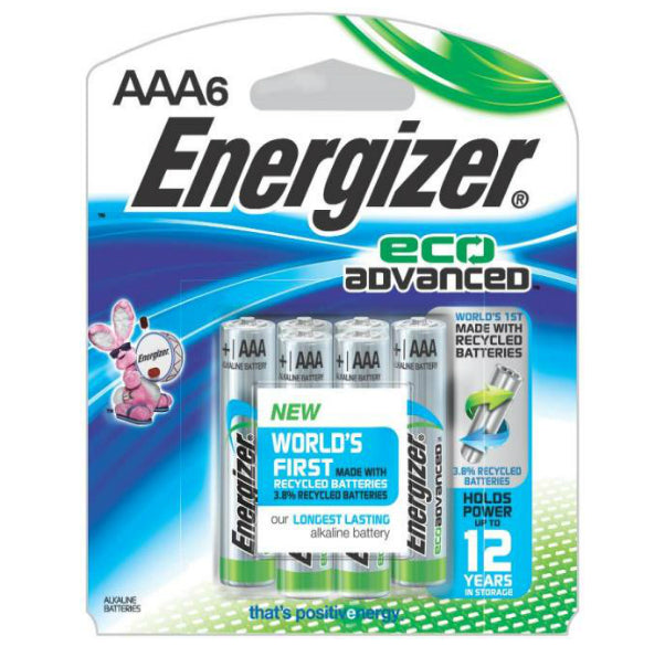 Energizer XR92BP-6 EcoAdvanced AAA Alkaline Batteries, Pack of 6