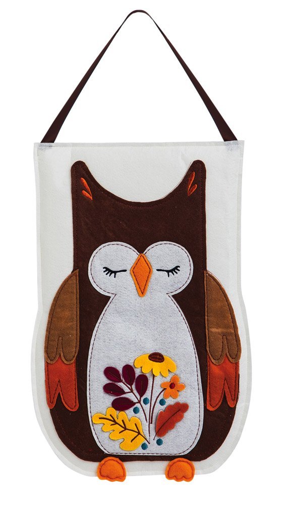 Evergreen 2DHF1002 Autumn Owl Felt Door Decor, Brown, 13-3/4" L