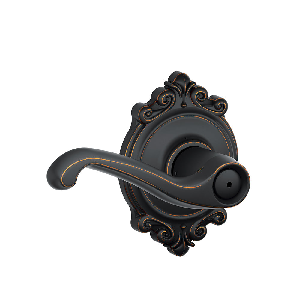Schlage F40 FLA 716 BRK Brookshire Collection Flair Privacy Lever, Aged Bronze, Zinc
