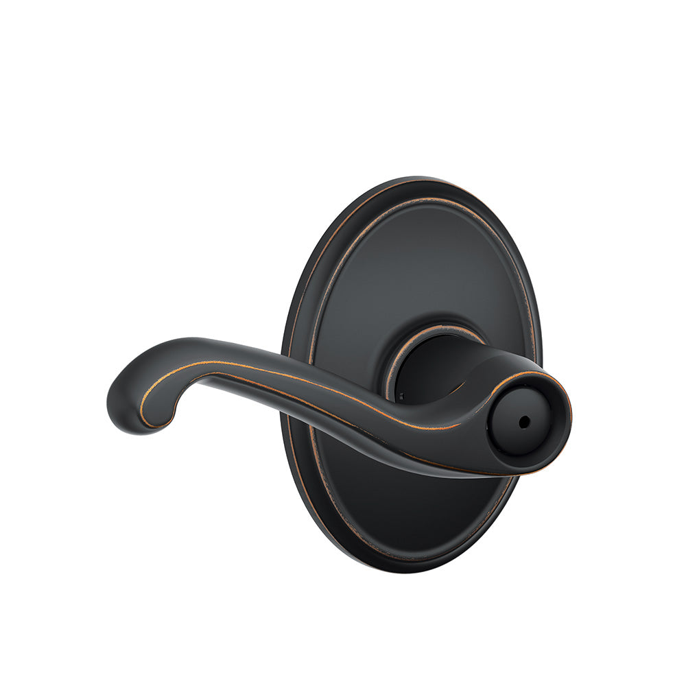 Schlage F40 FLA 716 WKF Wakefield Collection Flair Privacy Lever, Aged Bronze, Zinc