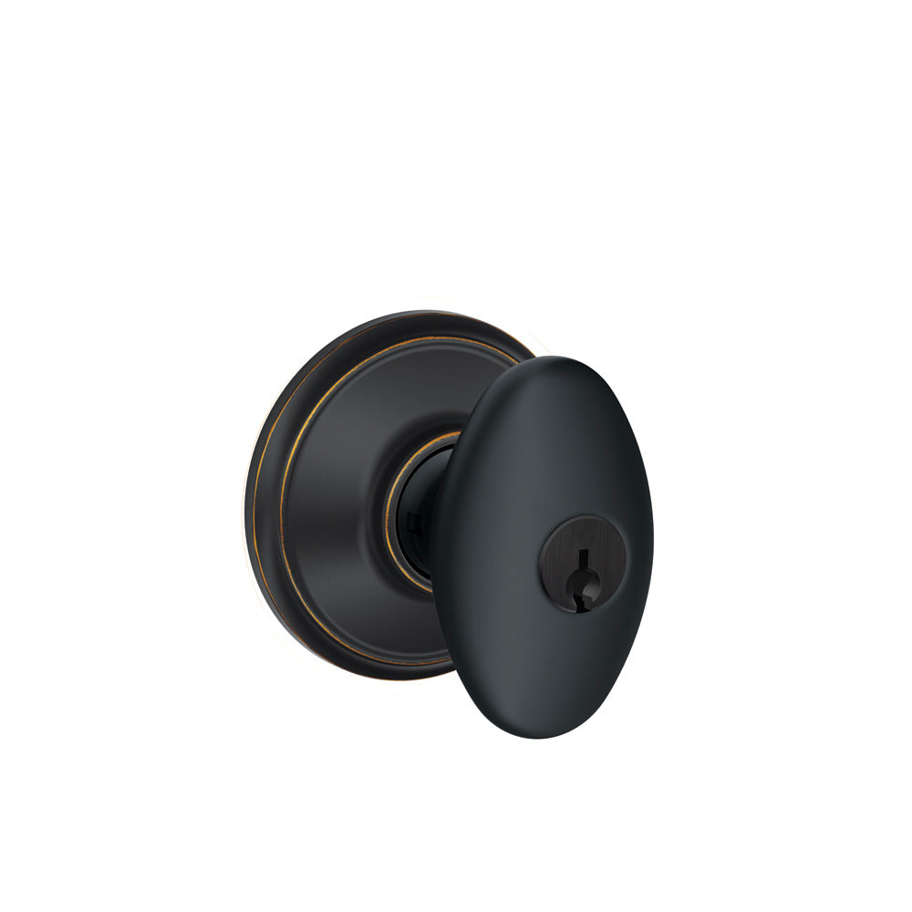 Schlage F51A SIE 716 Siena Knob Keyed Entry Lock, Aged Bronze, Zinc