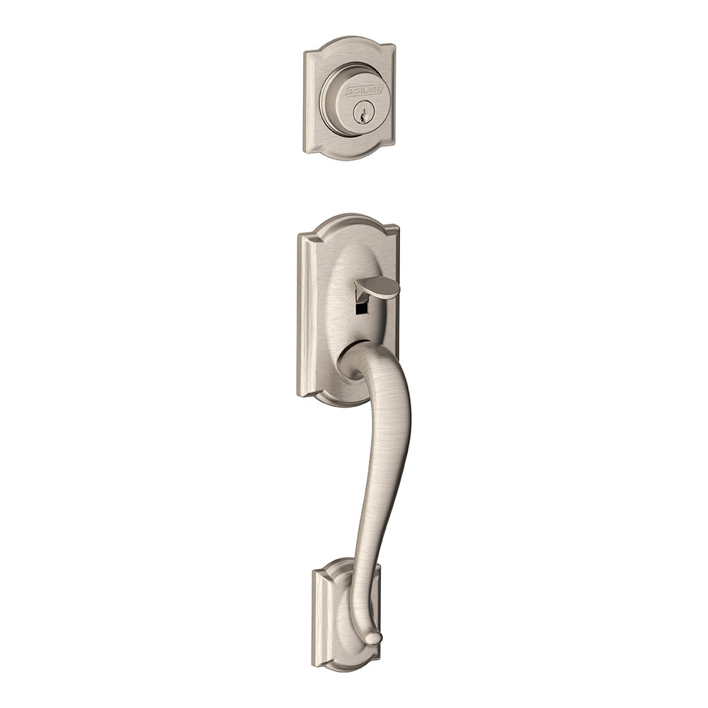 Schlage F92 CAM 619 Camelot Dummy Exterior Handleset, Satin Nickel