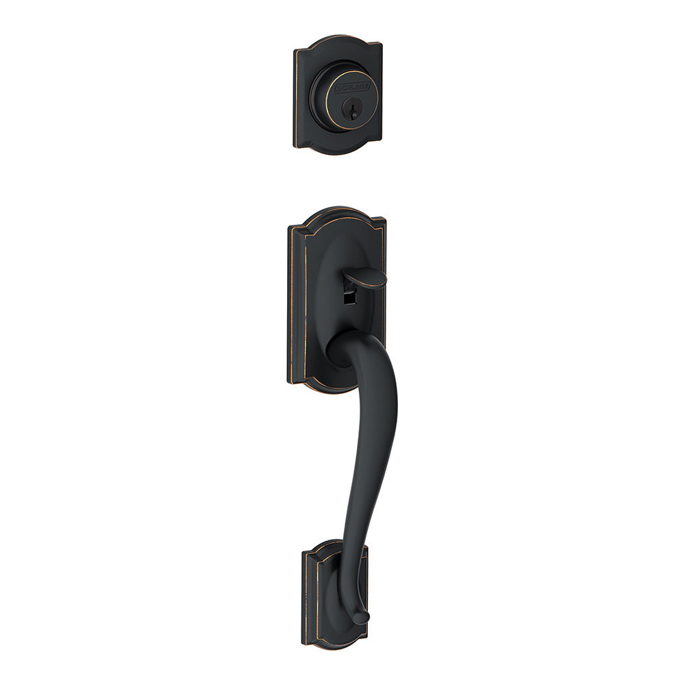 Schlage F92 CAM 716 Camelot Exterior Entrance Handleset, Aged Bronze